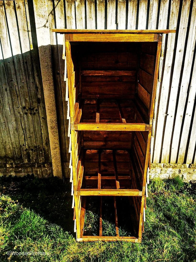 Wooden triple bin store